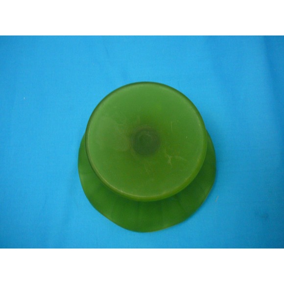 Vtg Westmorland Green Satin Glass Compote Lotus Flower Patten - Picture 3 of 6